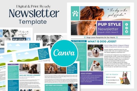 Canva Newsletter Template for Dogs and Pets Enthusiasts
