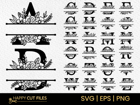 Flower Split Monogram Alphabet a-Z Svg: Elevate Your Brand